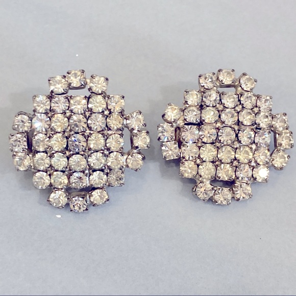 Vintage Clip-On Rhinestone Earrings - Picture 7 of 7